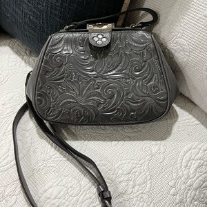 Patricia Nash satchel handbag with tool leather in gray smoke